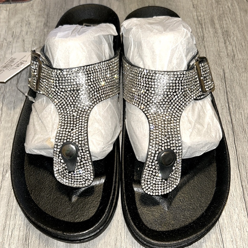 SOLD  Black and Silver Sandals